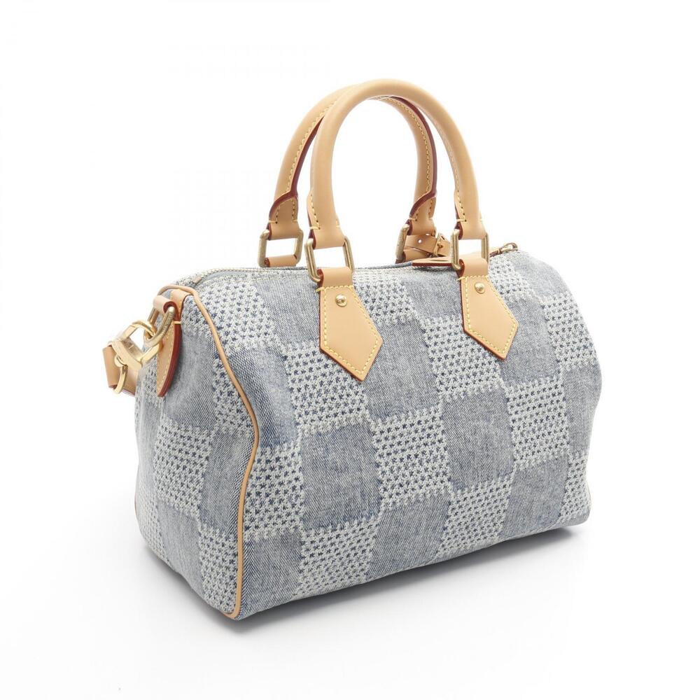 Louis Vuitton Denim Damier Handbag Bandouliere leather blue Speedy